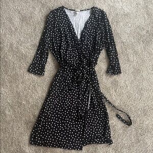 Black and White Polka Dot Wrap Dress